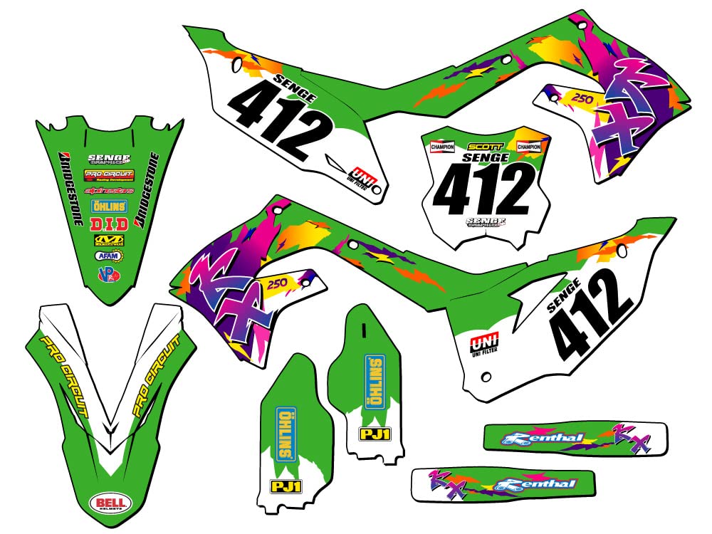 Amazon.com: 2021-2024 KX 250 Throwback Green Senge Graphics